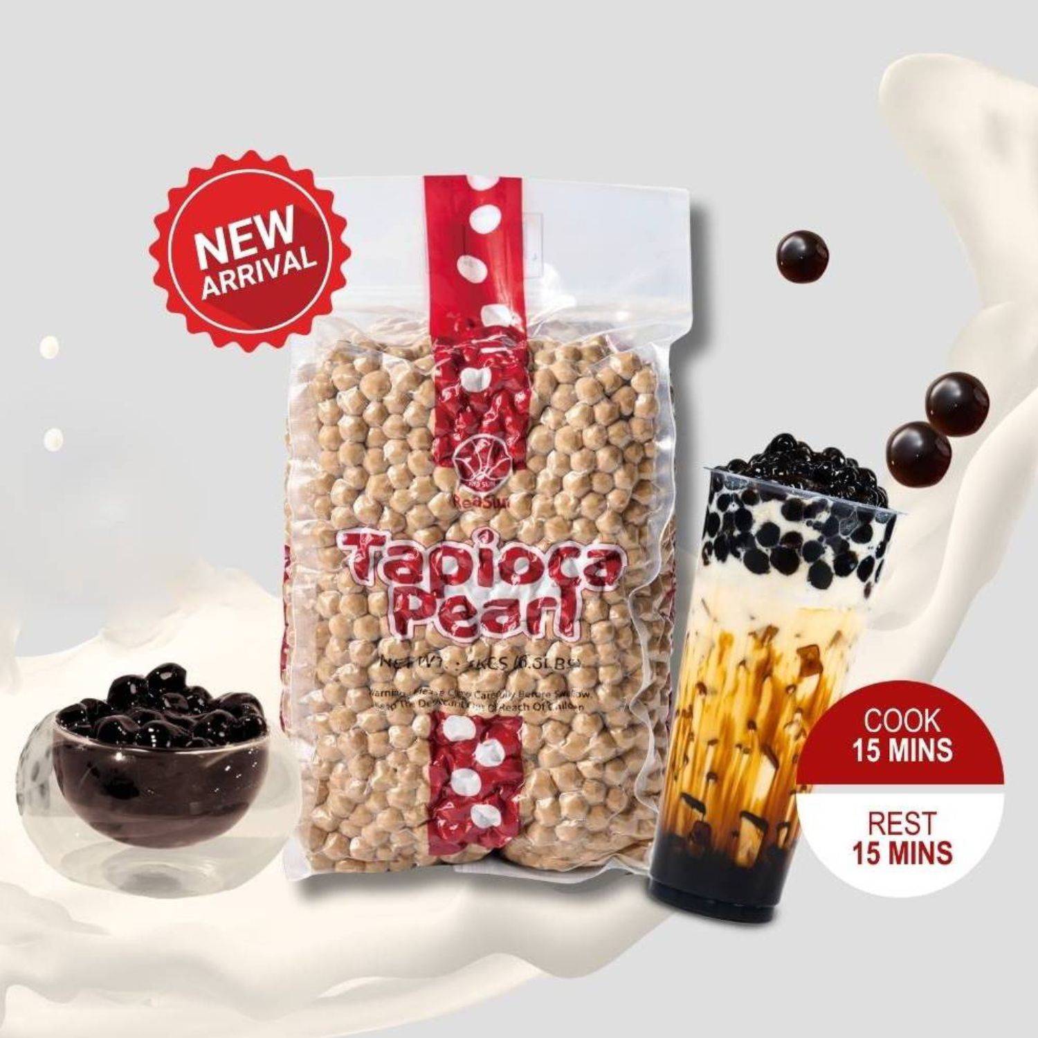 Quick 15 min Cook 2.3 Tapioca Boba 6.6 LBS x 6 Bags (Case)