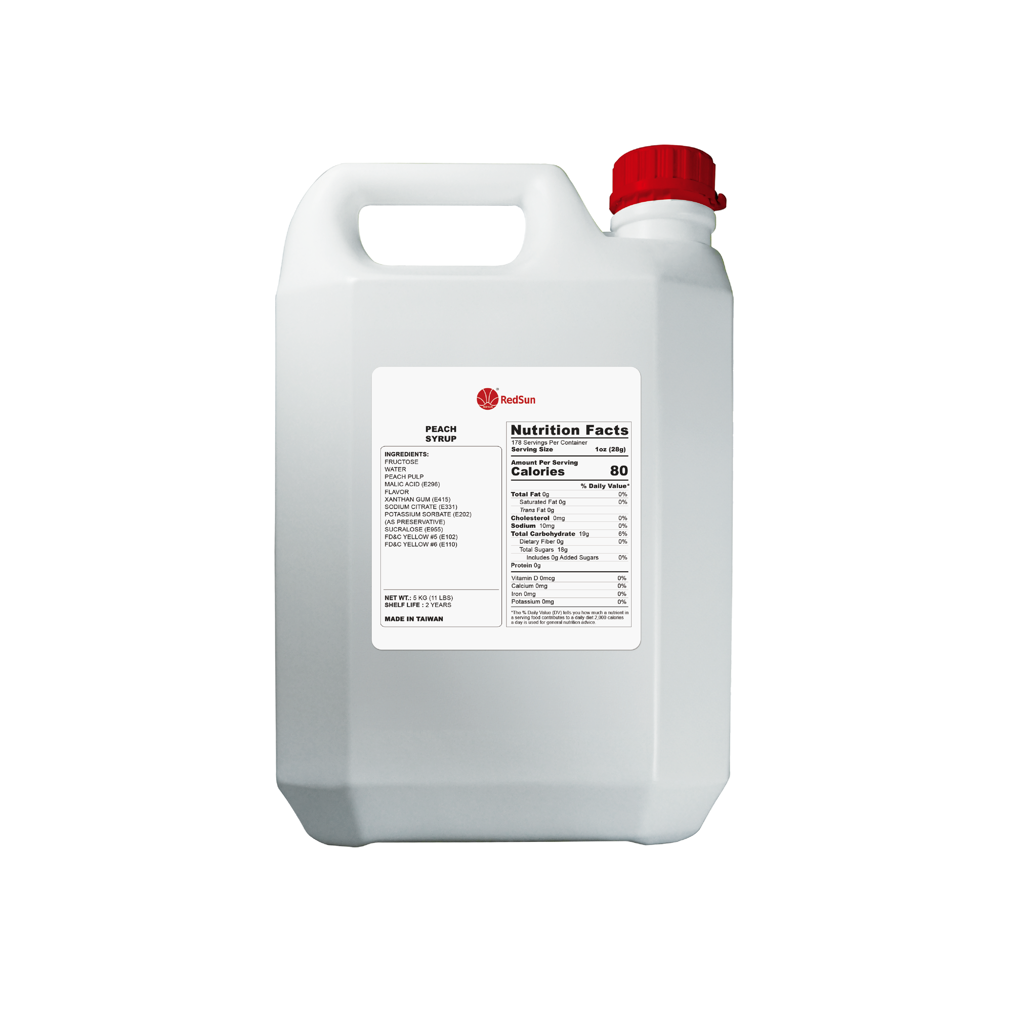 Peach Syrup 5KG (11LBS) (Bottle)