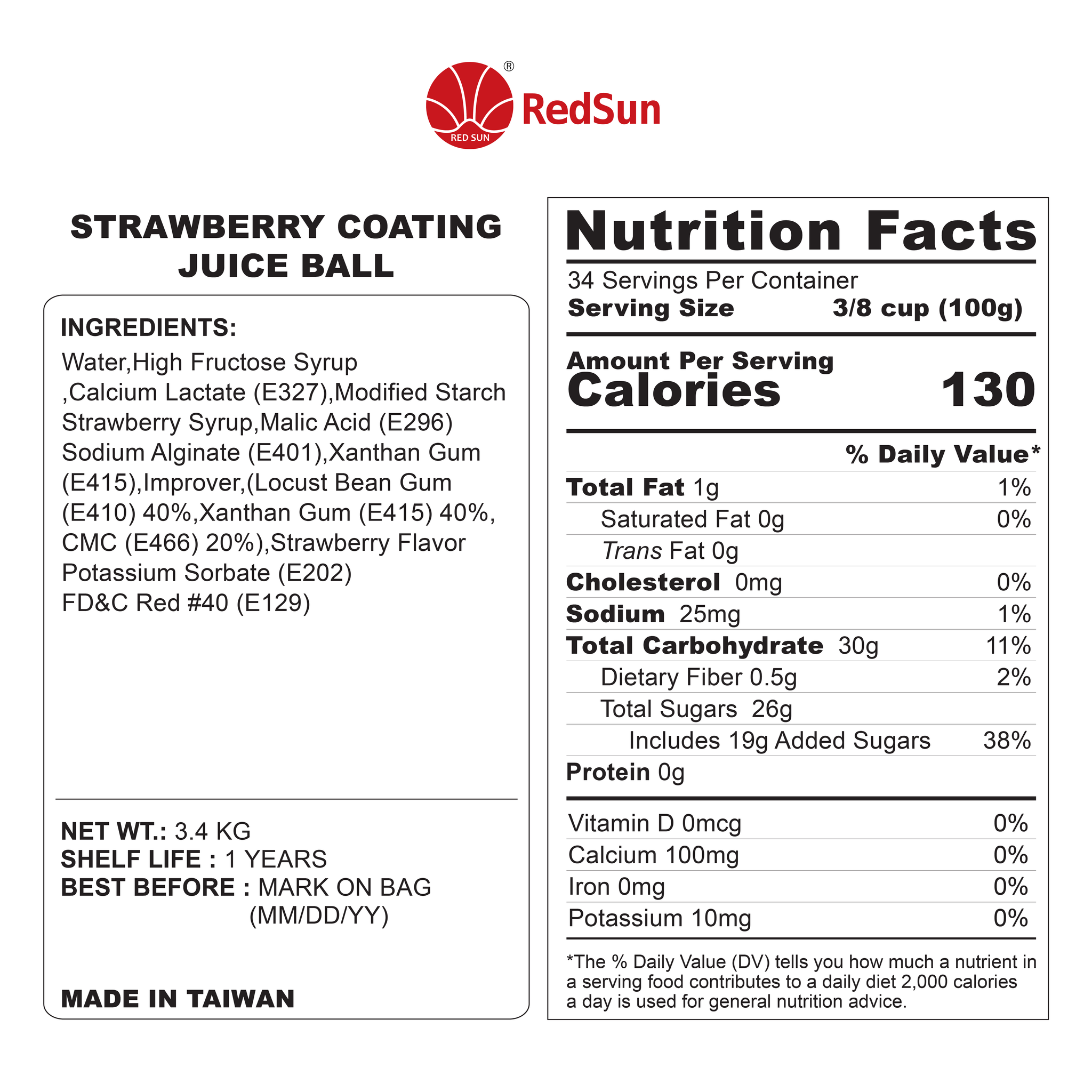 Strawberry Popping Boba 3.4 KG (7.50 LBS) (Bottle)