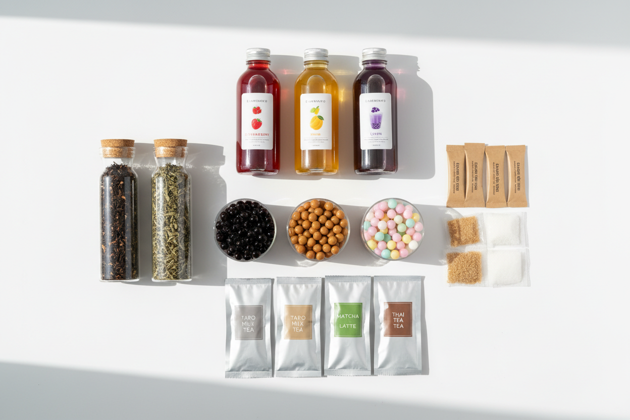 boba tea ingredients samples