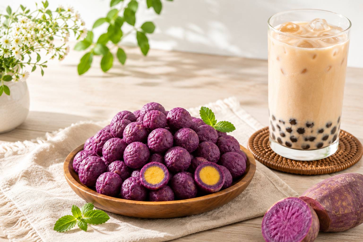 Taiwanese Ube Sweet Potato Balls 500 G x 6 Bags (Case)